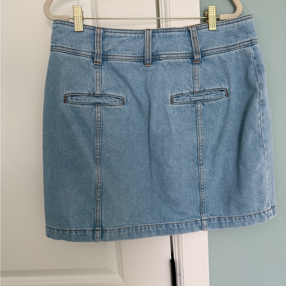 Sezane Light Blue Denim Button-Front Mini Skirt - Picture 7 of 10